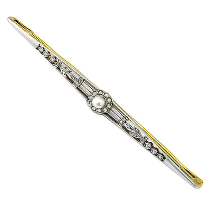 Victorian 0.25ct Diamond Pearl Pin