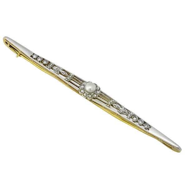 Victorian 0.25ct Diamond Pearl Pin