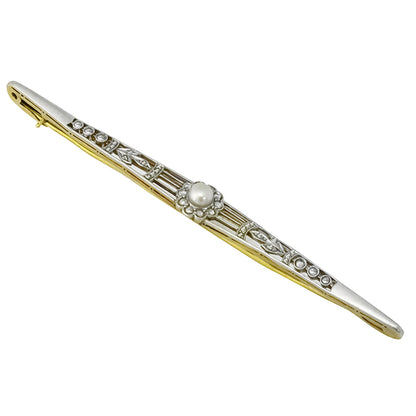 Victorian 0.25ct Diamond Pearl Pin