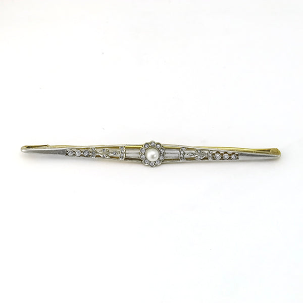 Victorian 0.25ct Diamond Pearl Pin