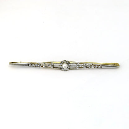 Victorian 0.25ct Diamond Pearl Pin