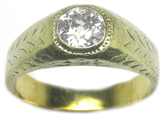 Victorian 0.60ct Diamond 14k Yellow Gold Ring