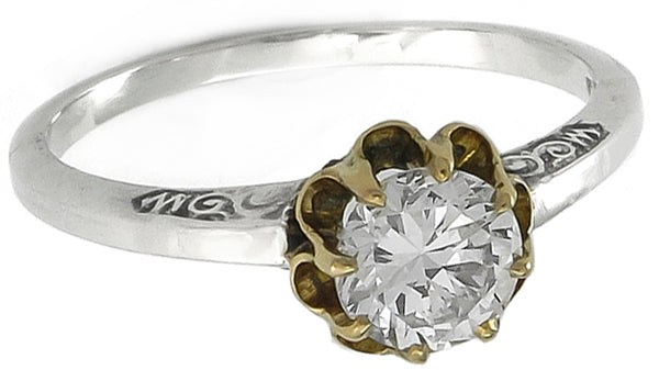 Victorian 0.66ct Diamond 14k Gold Engagement Ring