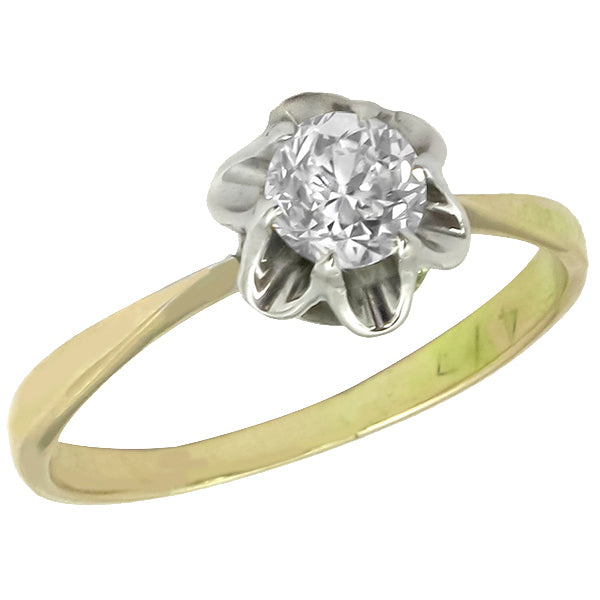 Victorian 0.70ct Diamond  SIlver & Gold Engagement Ring