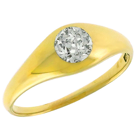 Victorian 0.75ct Old Mine Cut Diamond 14k Yellow Gold  Ring
