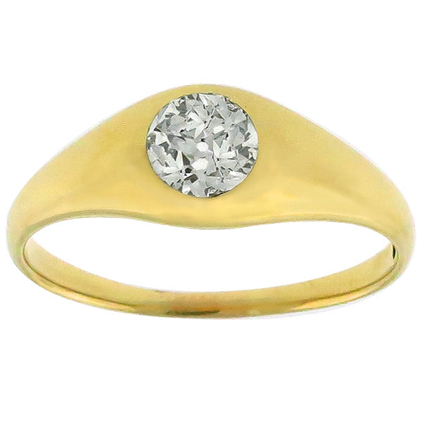 Victorian 0.75ct Old Mine Cut Diamond 14k Yellow Gold  Ring