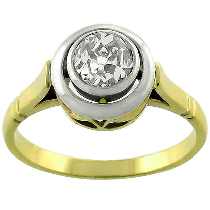 Victorian 0.85ct Old Mine Diamond 14k Yellow Gold & Silver Engagement Ring