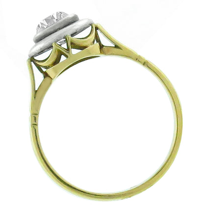 Victorian 0.85ct Old Mine Diamond 14k Yellow Gold & Silver Engagement Ring