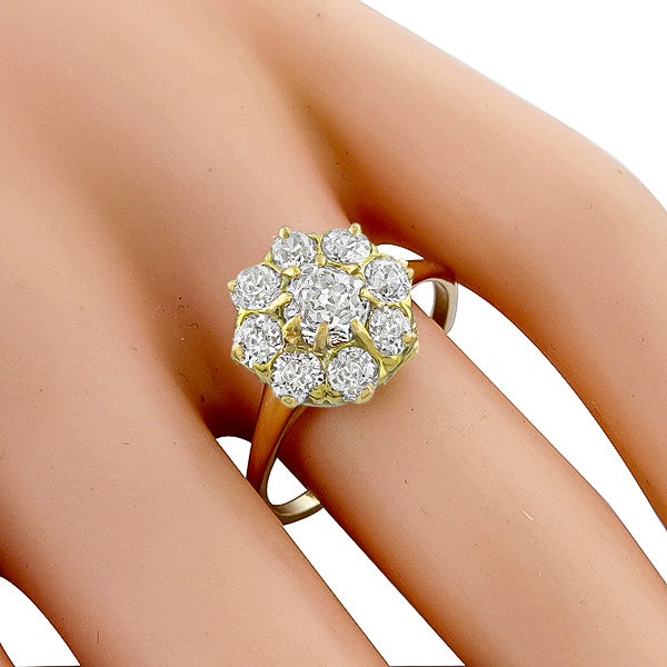 Victorian 1.25ct Old Mine Cut Diamond 14k Yellow Gold Ring