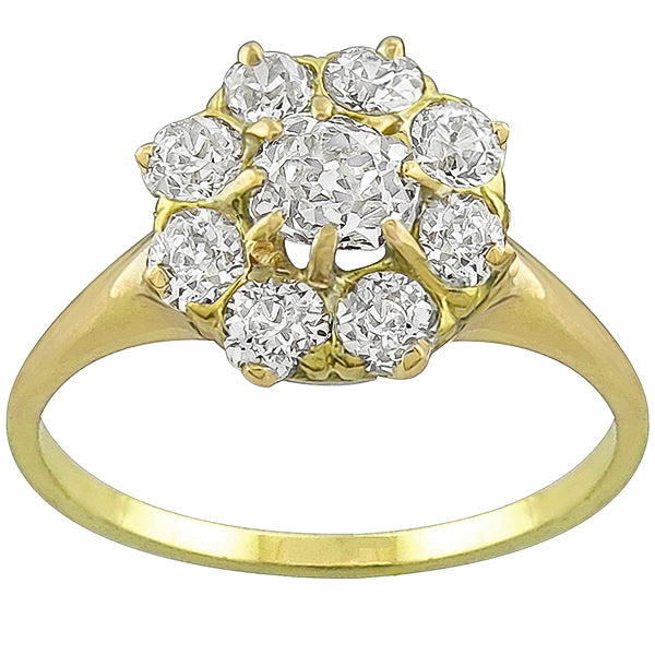 Victorian 1.25ct Old Mine Cut Diamond 14k Yellow Gold Ring