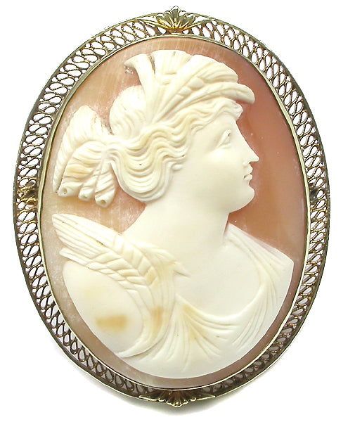 Victorian 14k Yellow Gold Cameo Pin