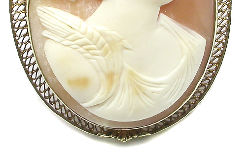 Victorian 14k Yellow Gold Cameo Pin