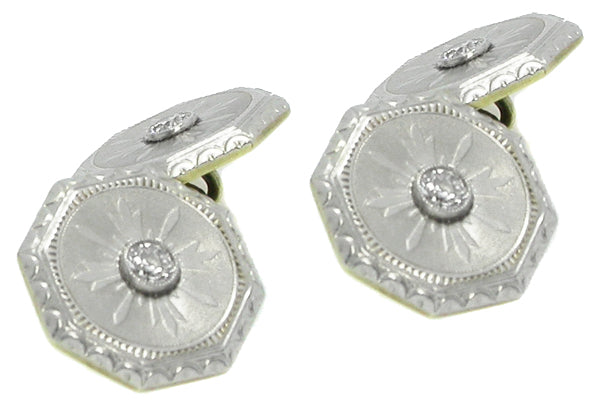 Victorian Diamond Platinum & 14k Yellow Gold Cufflinks