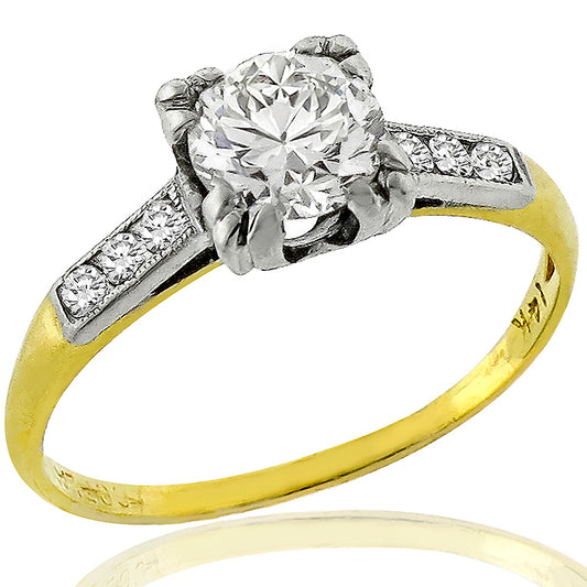 Victorian 0.75ct European Cut Diamond Gold Engagement Ring
