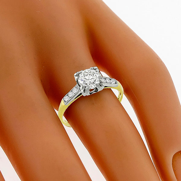 Victorian 0.75ct European Cut Diamond Gold Engagement Ring