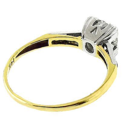 Victorian 0.75ct European Cut Diamond Gold Engagement Ring