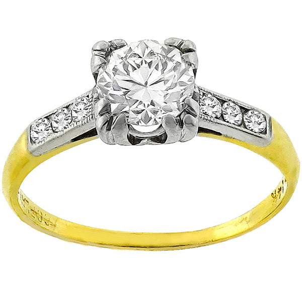 Victorian 0.75ct European Cut Diamond Gold Engagement Ring