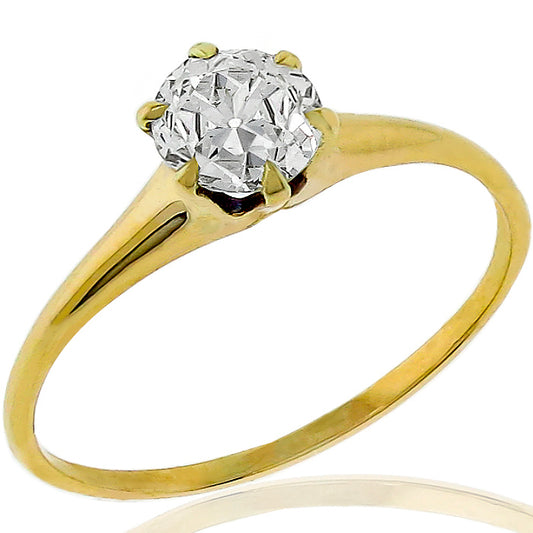 Antique Victorian GIA Certified 0.68ct Old European Diamond Solitaire Gold Ring