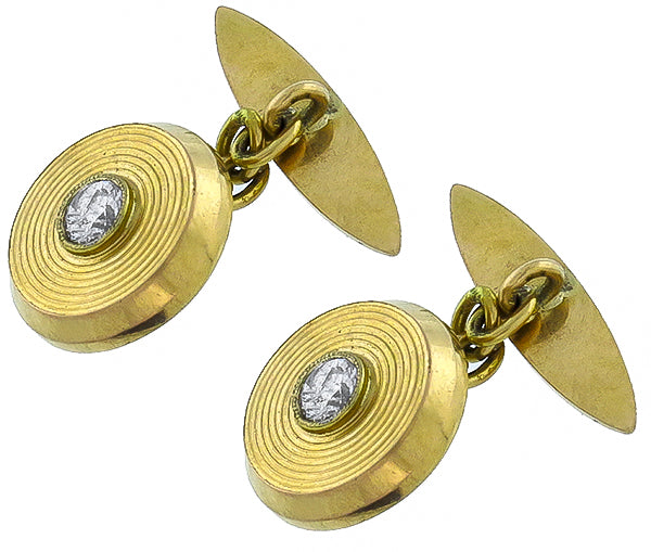 Vintage 0.50ct Diamond Gold Cufflinks
