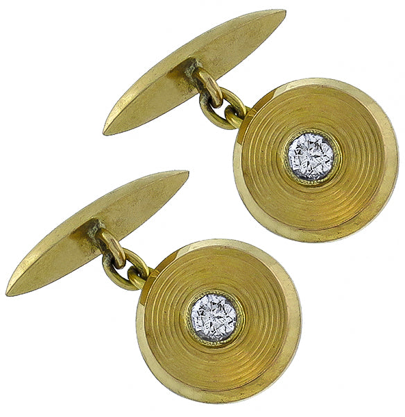 Vintage 0.50ct Diamond Gold Cufflinks