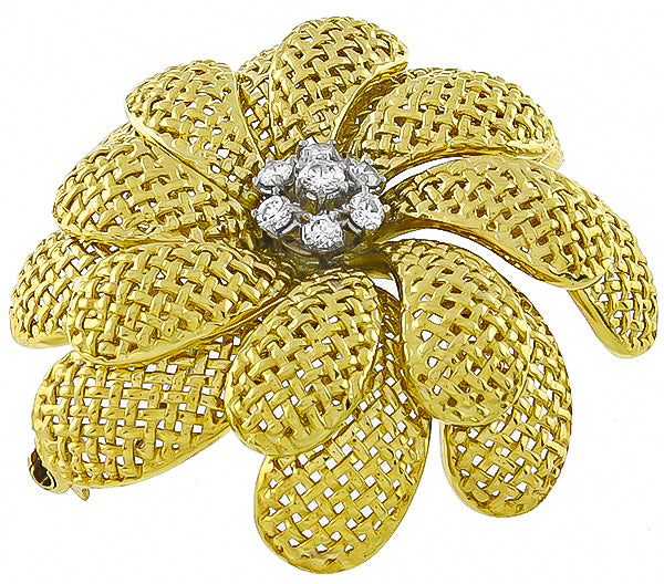 Vintage 0.50ct Diamond Gold Pin