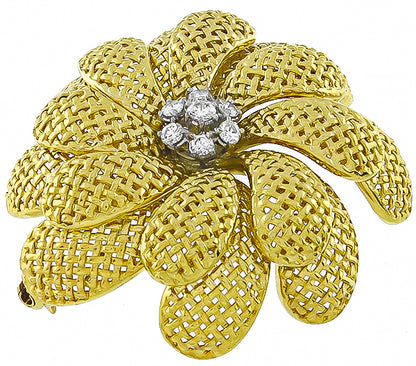 Vintage 0.50ct Diamond Gold Pin