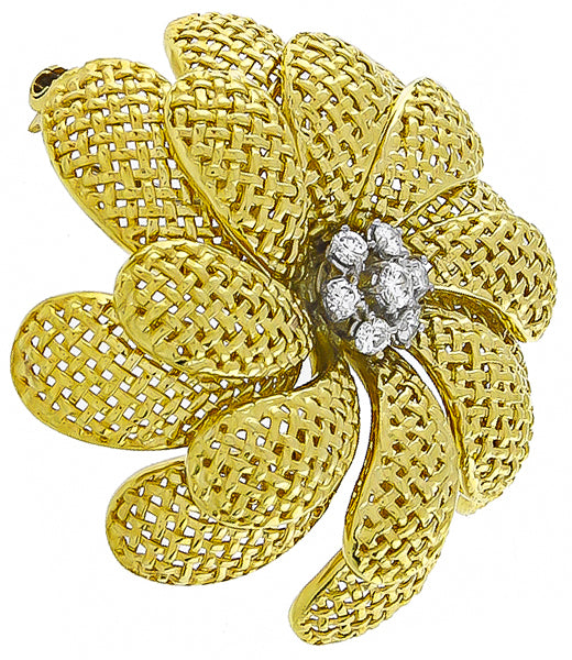 Vintage 0.50ct Diamond Gold Pin