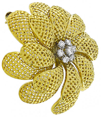 Vintage 0.50ct Diamond Gold Pin