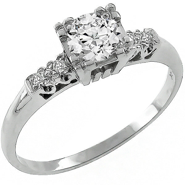 Vintage 0.61ct Diamond Gold Engagement and Wedding Band Set