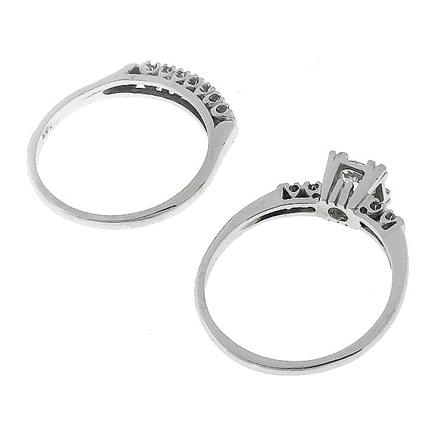 Vintage 0.61ct Diamond Gold Engagement and Wedding Band Set