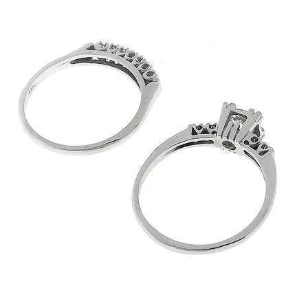 Vintage 0.61ct Diamond Gold Engagement and Wedding Band Set