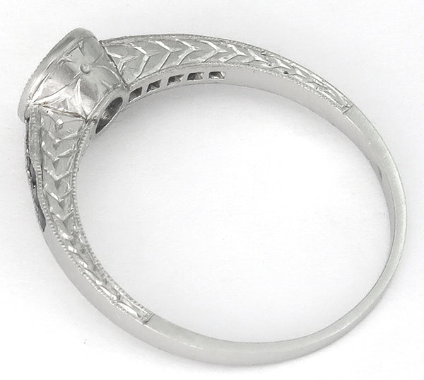 Vintage 0.72ct Diamond 0.30ct Sapphire Engagement Ring