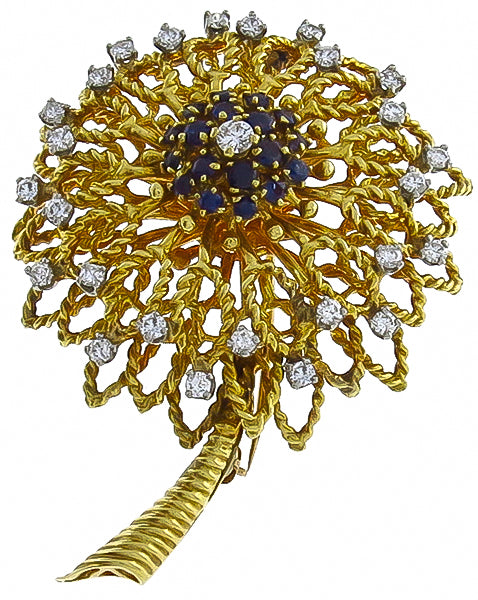 Vintage 0.75ct Diamond Sapphire Pin