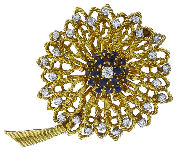 Vintage 0.75ct Diamond Sapphire Pin