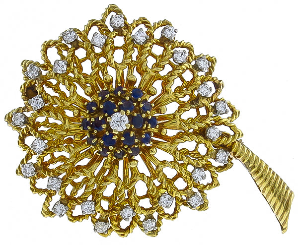 Vintage 0.75ct Diamond Sapphire Pin