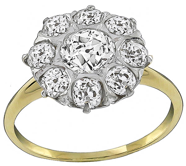 Vintage 0.80ct Center Diamond 1.20ct Diamond Ring