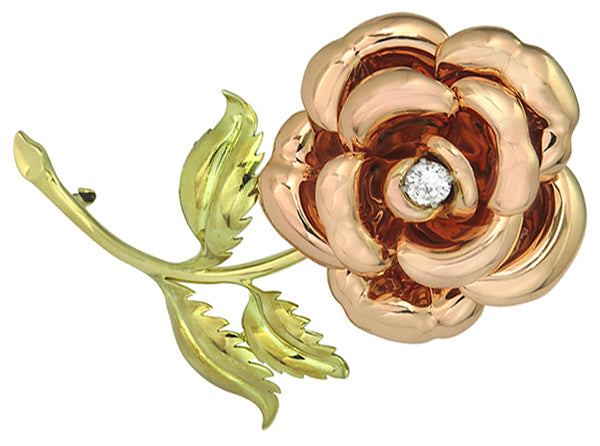 Vintage 0.80ct Diamond Gold Flower Pin