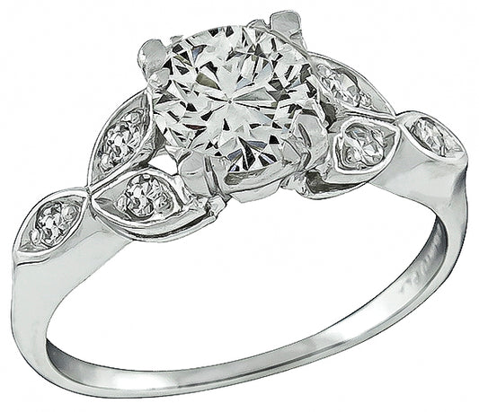 Vintage 0.90ct Diamond Platinum Engagement Ring