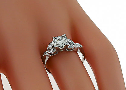 Vintage 0.90ct Diamond Platinum Engagement Ring