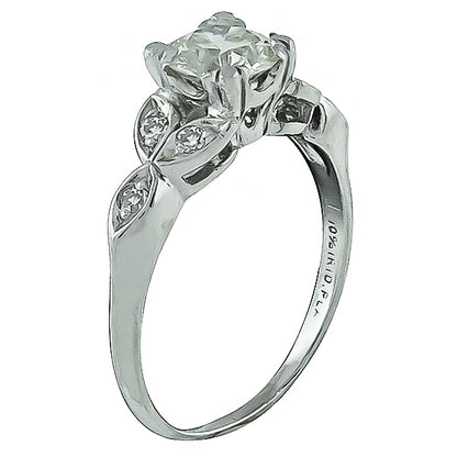 Vintage 0.90ct Diamond Platinum Engagement Ring