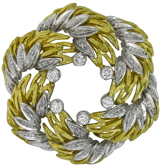 Vintage 1.00ct Diamond Buccellati Style Pin