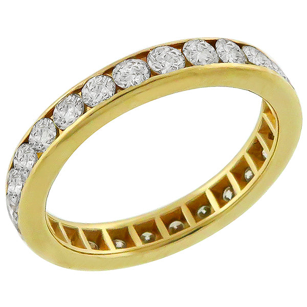 Vintage 1.00ct Round Cut Diamond Eternity 14k Yellow Gold Wedding Band
