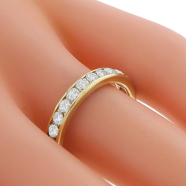 Vintage 1.00ct Round Cut Diamond Eternity 14k Yellow Gold Wedding Band