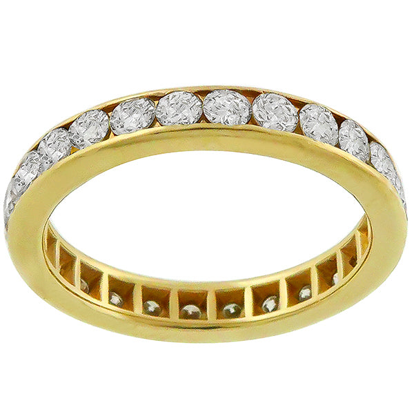Vintage 1.00ct Round Cut Diamond Eternity 14k Yellow Gold Wedding Band