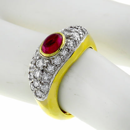 Vintage 1.00ct Ruby 0.75ct Diamonds Gold Ring