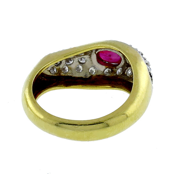 Vintage 1.00ct Ruby 0.75ct Diamonds Gold Ring