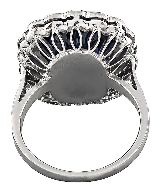 Vintage 10.30ct Sapphire 1.25ct Diamond Engagement Ring