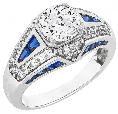 Vintage 1.16ct Diamond Sapphire Engagement Ring