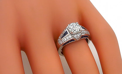 Vintage 1.16ct Diamond Sapphire Engagement Ring