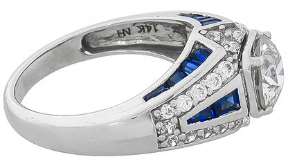 Vintage 1.16ct Diamond Sapphire Engagement Ring